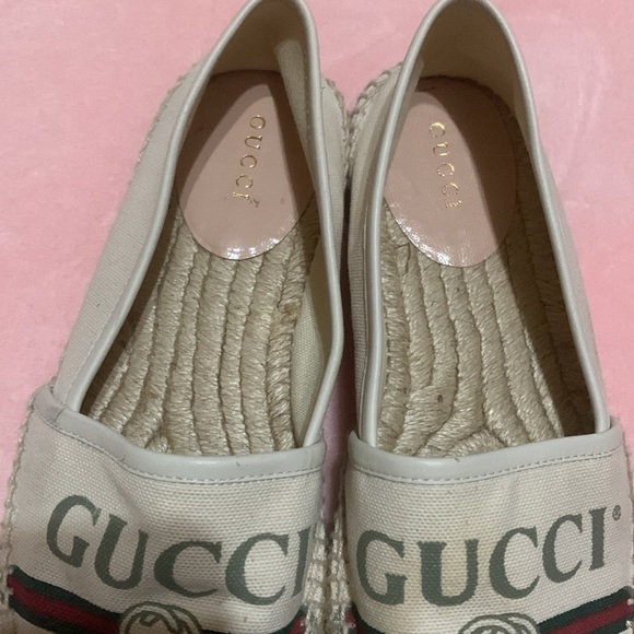 Gucci White Canvas Logo Espadrilles - Picture 4 of 10